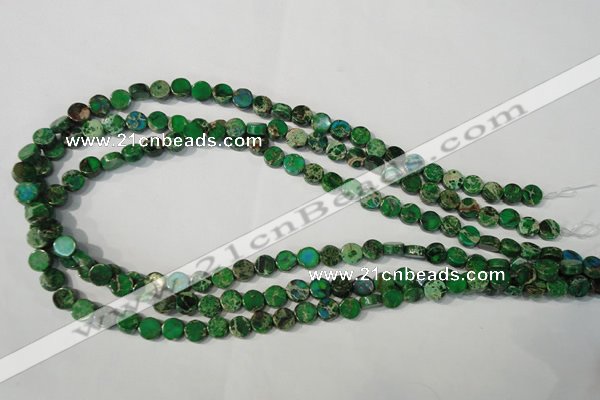 CDT970 15.5 inches 7mm flat round dyed aqua terra jasper beads