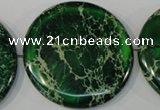 CDT977 15.5 inches 45mm flat round dyed aqua terra jasper beads