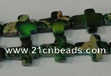 CDT978 15.5 inches 12*16mm cross dyed aqua terra jasper beads