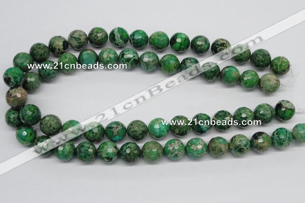 CDT98 15.5 inches 14mm faceted round dyed aqua terra jasper beads