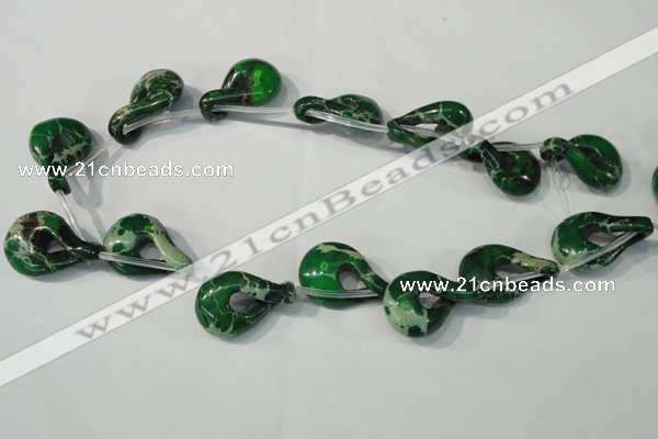 CDT980 15.5 inches 19*29mm petal shaped dyed aqua terra jasper beads