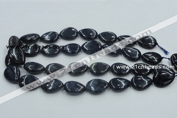 CDU03 15.5 inches 18*25mm flat teardrop natural blue dumortierite beads