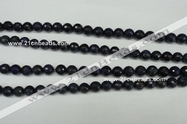 CDU112 15.5 inches 8mm faceted round blue dumortierite beads