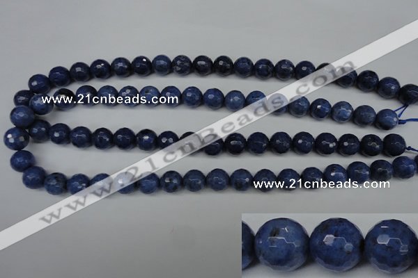 CDU113 15.5 inches 10mm faceted round blue dumortierite beads