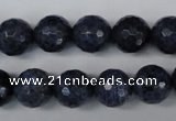 CDU114 15.5 inches 12mm faceted round blue dumortierite beads