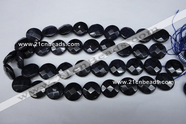 CDU126 15.5 inches 20mm faceted coin blue dumortierite beads