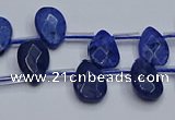 CDU219 Top drilled 8*12mm faceted flat teardrop blue dumortierite beads