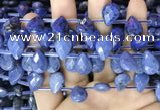 CDU223 Top drilled 10*14mm faceted briolette dumortierite beads