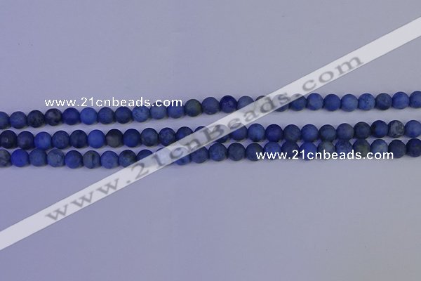 CDU301 15.5 inches 6mm round matte blue dumortierite beads