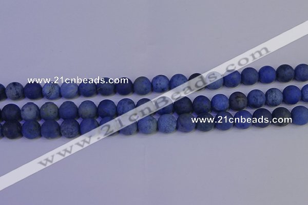 CDU303 15.5 inches 10mm round matte blue dumortierite beads