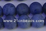 CDU305 15.5 inches 14mm round matte blue dumortierite beads