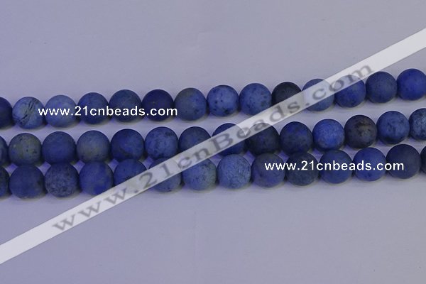 CDU305 15.5 inches 14mm round matte blue dumortierite beads