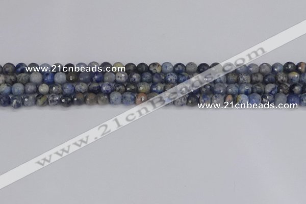 CDU308 15.5 inches 4mm faceted round blue dumortierite beads