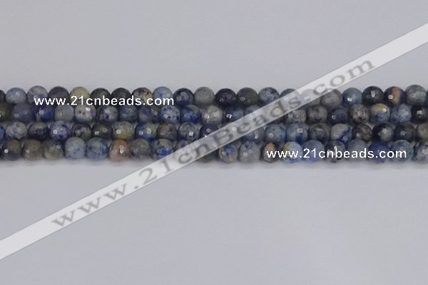 CDU309 15.5 inches 6mm faceted round blue dumortierite beads