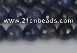 CDU317 15.5 inches 8mm faceted round blue dumortierite beads