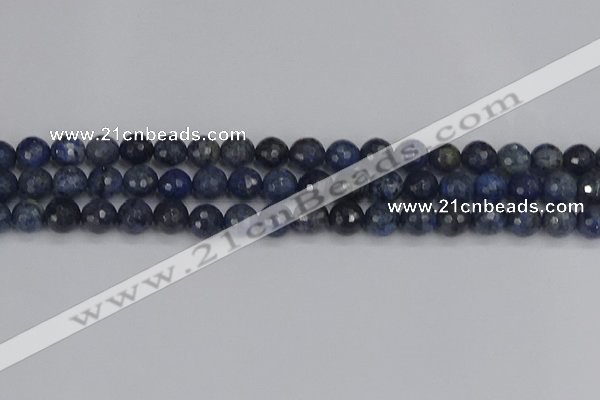 CDU317 15.5 inches 8mm faceted round blue dumortierite beads