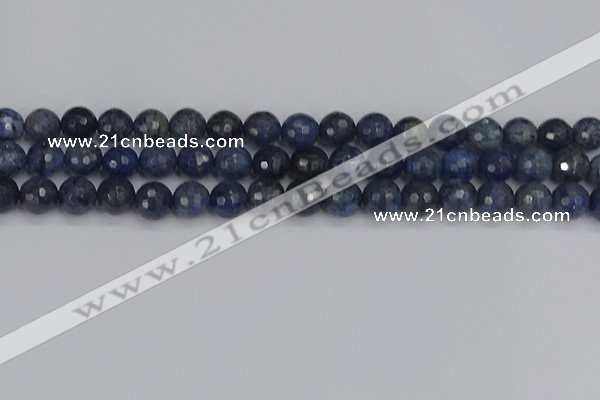 CDU318 15.5 inches 10mm faceted round blue dumortierite beads