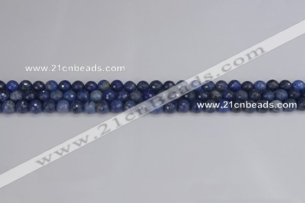 CDU322 15.5 inches 4mm faceted round blue dumortierite beads