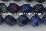 CDU332 15.5 inches 10mm faceted nuggets blue dumortierite beads