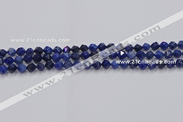 CDU336 15.5 inches 6mm faceted nuggets blue dumortierite beads