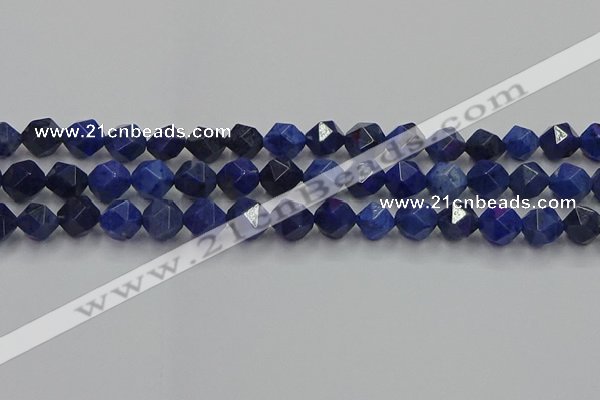 CDU338 15.5 inches 10mm faceted nuggets blue dumortierite beads