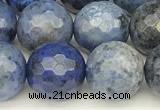 CDU387 15 inches 10mm faceted round dumortierite beads