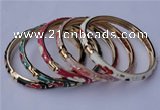 CEB04 5pcs 6mm width gold plated alloy with enamel bangles wholesale