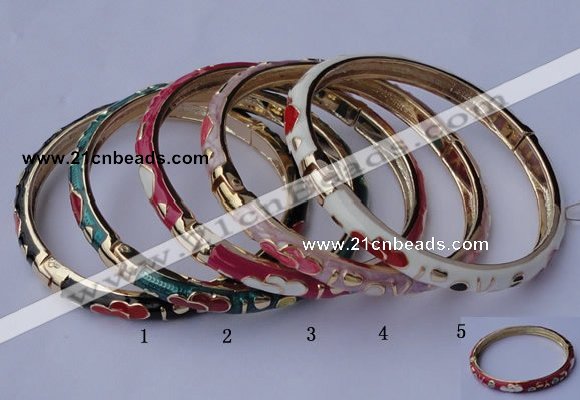 CEB04 5pcs 6mm width gold plated alloy with enamel bangles wholesale