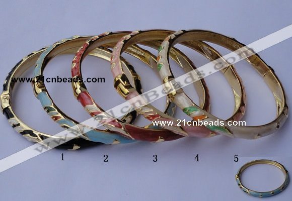 CEB05 5pcs 6mm width gold plated alloy with enamel bangles wholesale