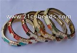 CEB08 5pcs 10mm width gold plated alloy with rhinestone & enamel bangles