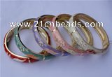 CEB15 5pcs 10mm width gold plated alloy with rhinestone & enamel bangles