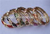 CEB16 5pcs 13.5mm width gold plated alloy with rhinestone & enamel bangles