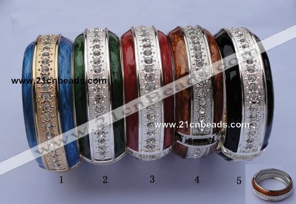 CEB17 5pcs 24.5mm width silver plated alloy with rhinestone & enamel bangle