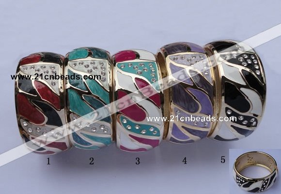 CEB20 5pcs 31mm width gold plated alloy with rhinestone & enamel bangles