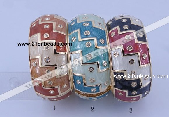 CEB25 5pcs 33mm width gold plated alloy with rhinestone & enamel bangles