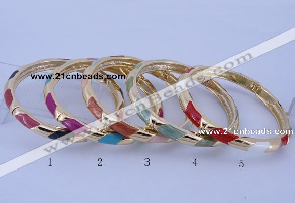 CEB28 5pcs 7mm width gold plated alloy with enamel bangles