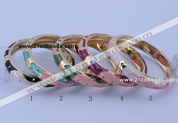 CEB32 5pcs 10mm width gold plated alloy with enamel bangles