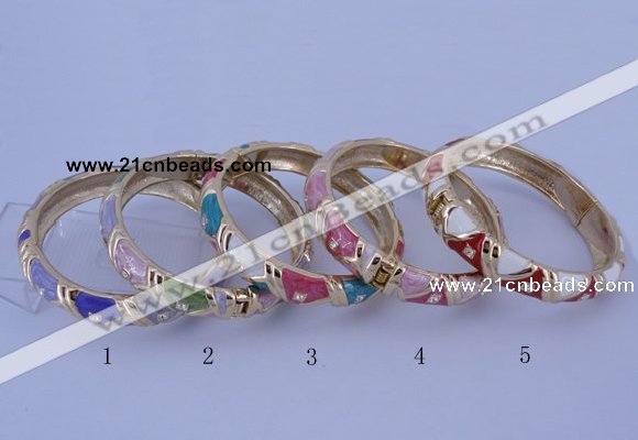 CEB34 5pcs 12mm width gold plated alloy with enamel rhinestone & bangles