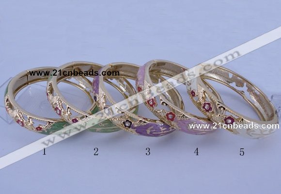 CEB38 5pcs 14mm width gold plated alloy with enamel rhinestone & bangles