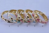 CEB39 5pcs 14mm width gold plated alloy with enamel bangles