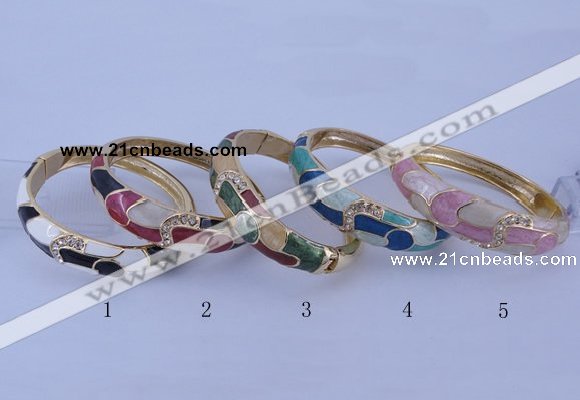 CEB43 5pcs 17mm width gold plated alloy with enamel rhinestone & bangles