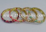 CEB52 7mm width gold plated alloy with enamel bangles wholesale