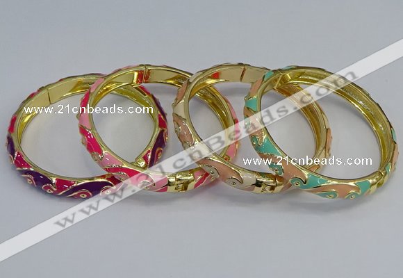 CEB52 7mm width gold plated alloy with enamel bangles wholesale