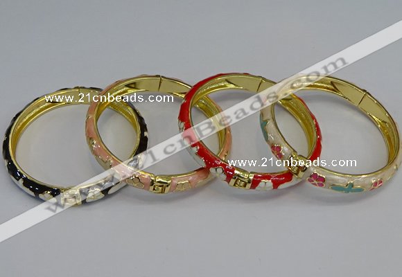 CEB56 7mm width gold plated alloy with enamel bangles wholesale