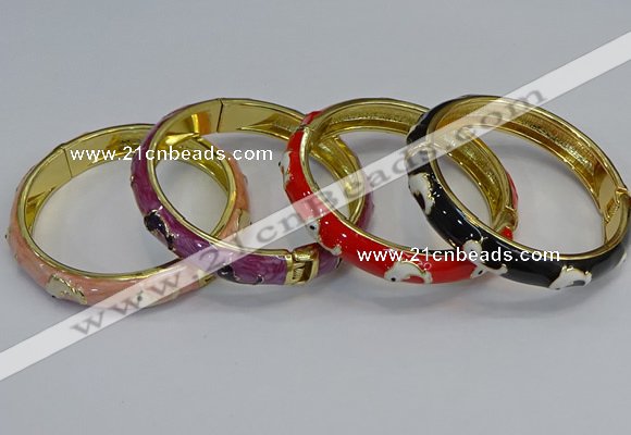 CEB63 9mm width gold plated alloy with enamel bangles wholesale