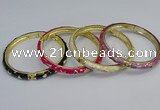 CEB67 6mm width gold plated alloy with enamel bangles wholesale