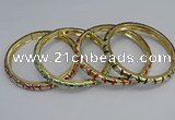 CEB85 7mm width gold plated alloy with enamel bangles wholesale