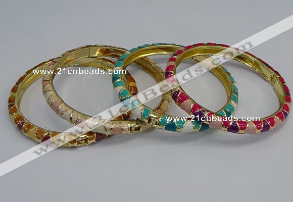 CEB86 7mm width gold plated alloy with enamel bangles wholesale