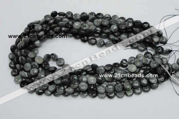 CEE11 15.5 inches 10mm flat round eagle eye jasper beads wholesale