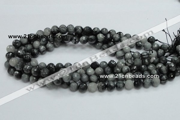 CEE21 15.5 inches 10mm faceted round eagle eye jasper beads wholesale